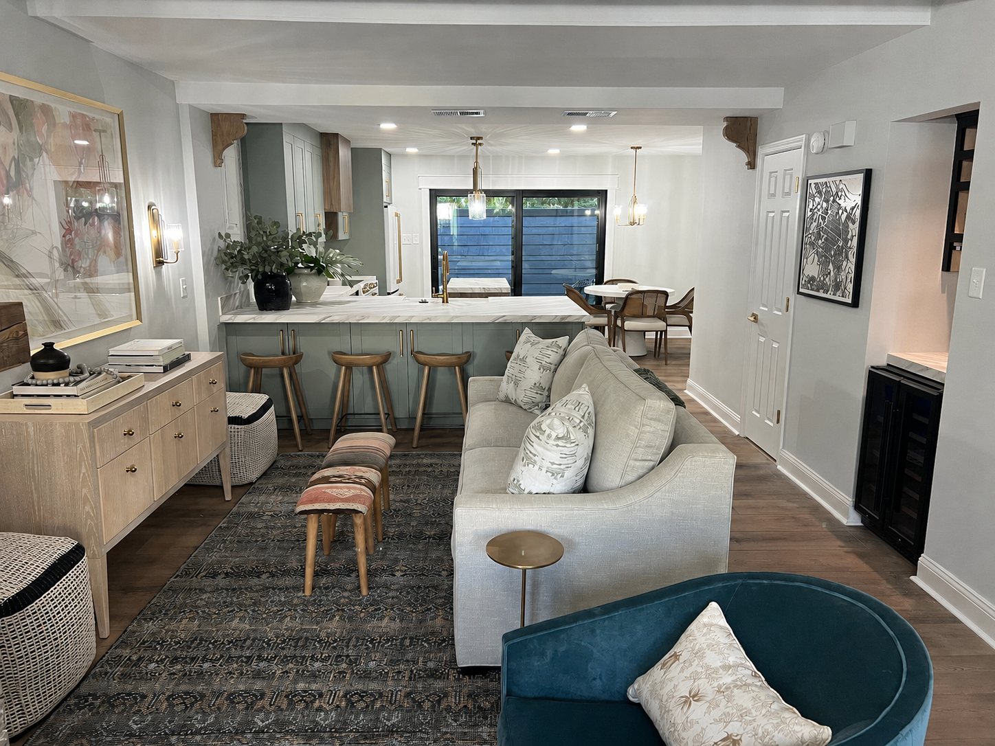 Open-concept living and kitchen
